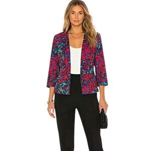 Drapers & Damons Womens Light Blazer Sz Medium 3/4 Sleeve Floral Preppy Parisian